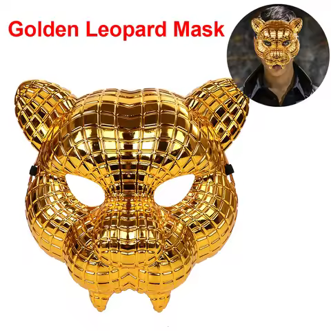 New Halloween Animal Cosplay Mask Lion Tiger Leopard Stage Show Prop Mask Golden Leopard Mask Costum