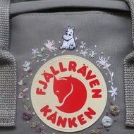 Moomin嚕嚕米小精靈與花朵 Kanken mini / 淺灰----手工訂製