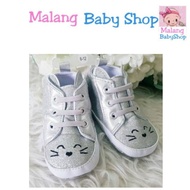 Prewalker baby shoes toddler shoes silver cat