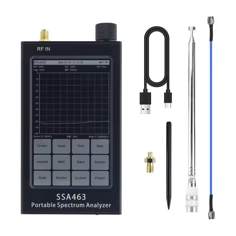 HamGeek SSA463 Portable 35MHz-6.3GHz High Precision Spectrum Analyzer 2MHz/250kHz/15kHz Switchable R