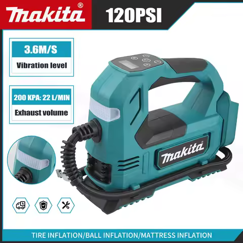 For Makita DYS59 18V Lithium Inflator Pump,Max 120PSI,22L/min Output,LED Light Digital Display Air C