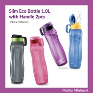 Tupperware | Slim Eco Bottle 1L with Handle Drink Bottles Water Bottles 2pcs | Botol Air Botol Bekas Air