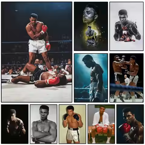 1PC Boxer M-muhammad A-ali Poster Self-adhesive Art Waterproof Paper Sticker Coffee House Bar Room W