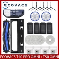 ECOVACS T50 PRO OMNI /T50PRO / T50 OMNI Robot Vacuum Spare Parts Main Side Brushes Mop Cloths HEPA F