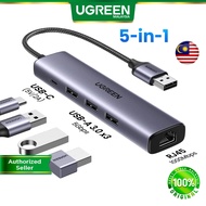 UGREEN 5 in 1 USB A Hub Ethernet RJ45 Port LAN Network Adapter USB A 3.0 Type C Docking Station Wind