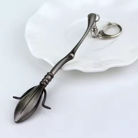 keychain broom Creative keychain alloy broom witch vintage keychain