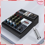 [lswbd] Audio Mixer Support Bluetooth 5.0 USB Portable 4 Channel 48V Power DJ Mixer for Computer