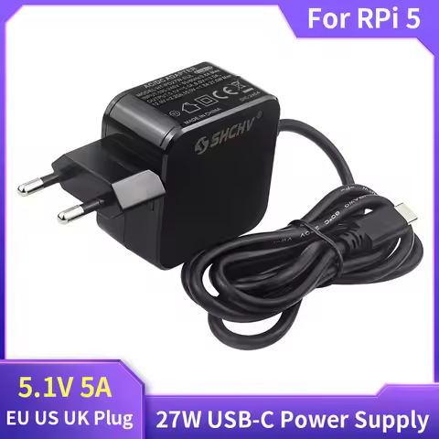 Raspberry Pi 5 Power Supply 27W 5.1V 5A USB Type C Charger Power Adapter EU US UK Plug Charger for R