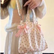 Pink Ribbon Sling Bag Coquette Flower Checkered Bow Bag Coquette Flower Sling Bag