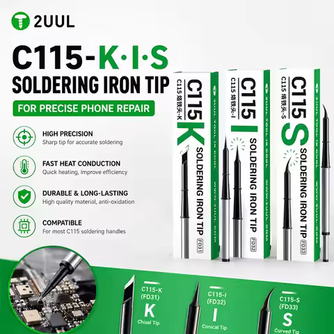 2UUL C115-I/S/K Soldering Iron Tip Precision Rapid Heating Core for SUGUN GVM T115 C115 Solder Stati