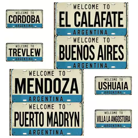 Vintage Argentina City License Plate Metal Sign Retro Aluminum Car Plate Wall Decor Plaque Man Cave 