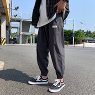 2021 han edition tide fall paragraph thin cotton linen trousers men sport nine minutes of pants straight loose beam foot leisure