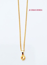 Rantai Leher +Loket Love Emas Korea Necklace Nipis 2mm-35cm/44cm Gold Plated