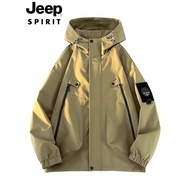 JEEP SPIRIT連帽外套男女同款夾克外套工裝休閑沖鋒衣戶外上衣服