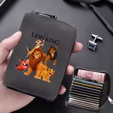 The Lion King Anti Demagnetization Wallets Card Bag 11 Cards Slot Credit Card Holder Zipper Card Wal
