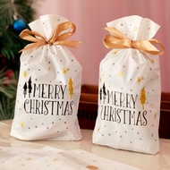 【Christmas gift】10PCS biscuits Drawstring pocket 2022 Christmas Ribbon Drawstring bag food Package gift bag Baking pastry