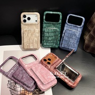 G.O.A.T Retro Crocodile Print Flip Cover Mirror casing Compatible for iPhone 17 pro max iPhone 17 16