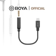 BOYA BY-K3 3.5mm TRRS(Female) to Lightning(Male) Audio Adapter for Microphone and Earphone Using