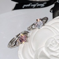 Light Luxury Pink Diamond Ring 1.0 Ct Diamond Ring Irregular Fashion All-Match Inlaid Bright Sparkli