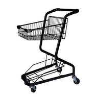 超市購物車-寵物店便利店網紅酒吧擺攤手推車粉色雙層商場手推車 (U2909)