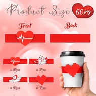 60Pcs Valentine's Day Coffee Cup Sleeves Heart Shapped Cup Rubber Sleeves Wedding Party Cup Sleeves 