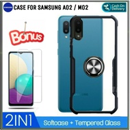 PACKAGE 2IN1 Case Samsung A02 / M02 Hard Soft Fusion Armor Shockproof TPU HD Transparent Acrylic Cas