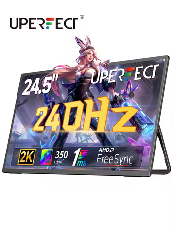 UPERFECT 2K 240Hz Portable Monitor 24.5″ QHD 2560×1440 Gaming Display 1MS FreeSync HDR IPS Large Mob