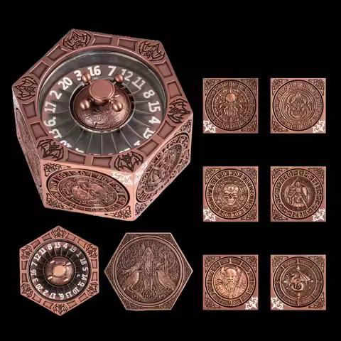 7-in-1 Metal Rotating Dice Hexagon D4-D20 Spinner Polyhedral Dice for D&D Game Lover Perfect Gift Ta