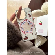 Cherry Dachshund Electroplated Silver Edge Mirror Phone Case For Samsung A26 M15 A16 A54 A55 F15 A36