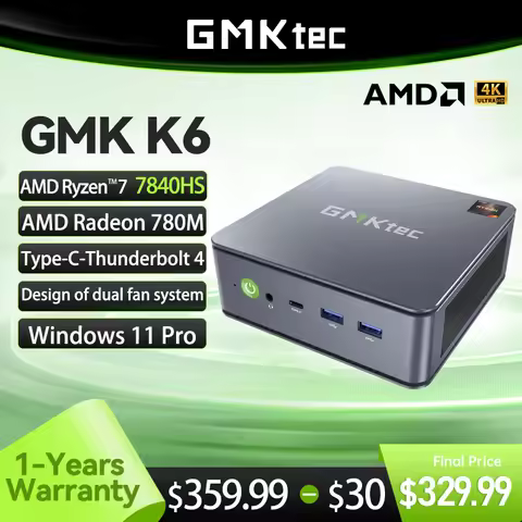 GMKtec Mini Pc GMK K6 AMD Ryzen7 R7 7840HS NUCBOX Design of dual fan system Window11 Pro AMD Radeon™