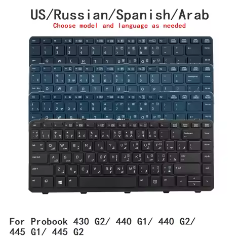 New US Russian Spanish Arab Language Backlit Keyboard For HP Probook 430 G2/ 440 G1/ 440 G2/ 445 G1/