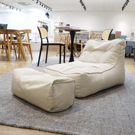 LOFT Design CORA L Shape Bean Bag with stool ottoman stool sofa-Beige