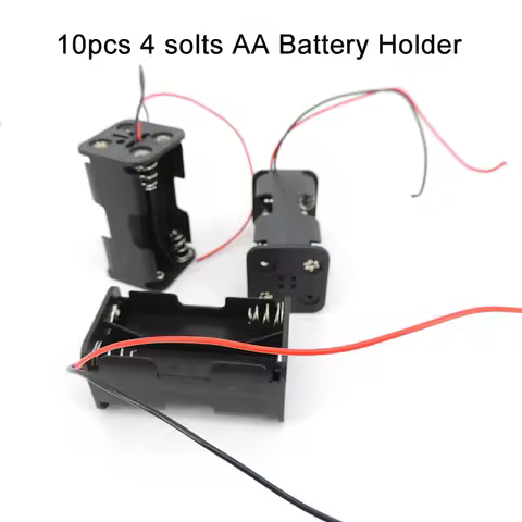 10pcs 4 solts AA Battery Holder 6V 1.5V for AA Batteries Black Plastic Storage Box Case Dual Layers 