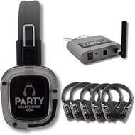 Party Headphones 5 x Wireless RF Silent Disco Headphones, 1 x RF Transmitter | HD Strong Bass | No S