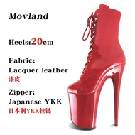 20cmWaterproof Platform Stiletto Patent Leather Glossy Sexy Boots Nightclub Performance Pole Dance Shoes Model Catwalk L