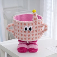 2025 Cartoon Little Monster Hand-Woven Living Room Balcony Desktop Coffee Table Storage Box Tidy-up 
