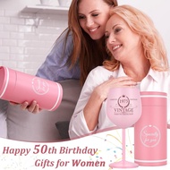 Lifecapido 50th Birthday Gifts for Her, Vintage 1975 Stainless Steel Wine Glass with Wine Bag and Ca