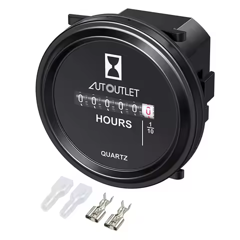 Mechanical Round Hour Meter Gauge AC/DC 6V-80V Quartz Hour Meter 2 Inch Hourmeter for Boat Auto ATV 
