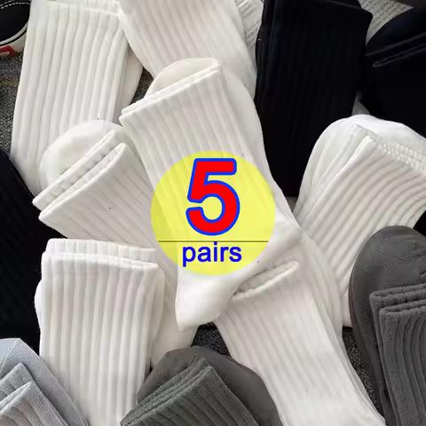 1/5pairs Retro Mid Tube Socks Men Black White Stripe Versatile Deodorant Business Sox Non-slip Casua