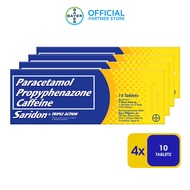 SARIDON® Paracetamol/Propyphenazone/Caffeine Tablet for Fast Headache Relief Grab n Go Pack 10s x4 – analgesic /antipyretic used for the fast and effective relief of headache, toothache, menstrual discomfort, postoperative and rheumatic pain, and fever