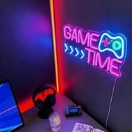 1PC USB Powered "Game Time" LED Neon Sign With Game Controller Design, Acrylic Ambient Light For Gam