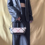 BURBERRY Check Shoulder Bag米色格仔腋下手提包 中古Vintage