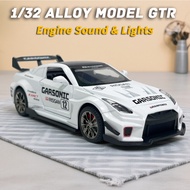 【SG Stock】1:32 Alloy Model Toy Car GTR, Engine Sound & Lights, Kids Gift, Car Accessory, Home Decor