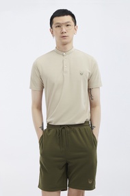 ESP เสื้อโปโลคอจีนเฟรนช์ชี่ ผู้ชาย สีเบจ | Stand Collar Frenchie Polo Shirt | 3785