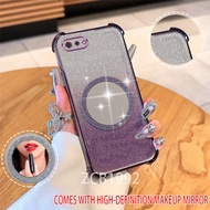 Casing Realme C2 A1K Shockproof  Mirror Stand Anti-Fall Plating Soft Phone Case With Camera Lens Pro