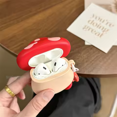 Cartoon 3D Mushroom Silicone Earphone Protective Case For Vivo TWS 1 2 2E 3 3E 3i 4 A2 A3 Air2 X1 Pr