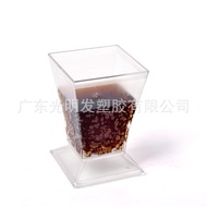 Transparent PS 4oz Square Ice Cream Cup with Lid Wood Bran Cup Pudding Tiramisu Cup
