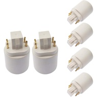 E-Simpo [Need Bypass Ballast] GX24Q-3 to E26/E27 CFL Bulb Socket Adapter 6pcs 4-Pin GX24Q G24Q to St