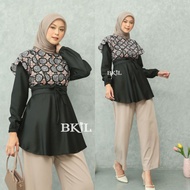 batik gaul blouse batik blouse lengan panjang batik kantoran a - no.3 xl