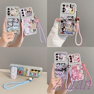 casing vivo v29 5G / v29pro / v2250 / v2251 case TPU With a wrist strap，With a brace，Cartoon Mirror，